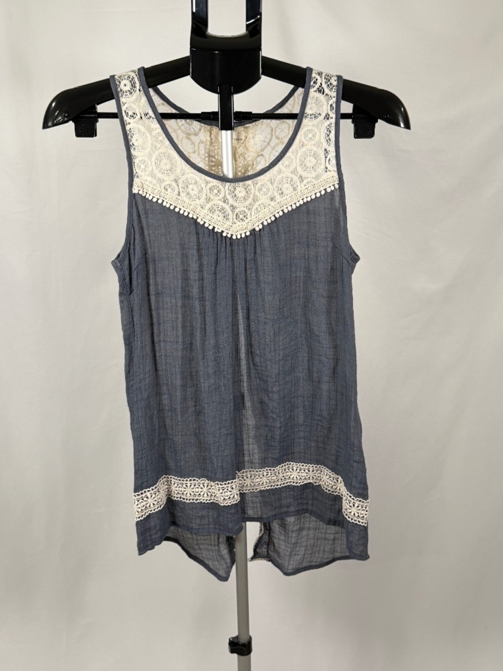 A'Reve Boho Crochet Lace Gauze Tunic Top Small